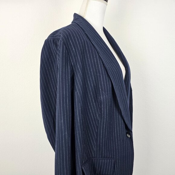 Lane Bryant Womens Jacket Blue White Pin Stripe Single Breasted Size 26 - Picture 5 of 16